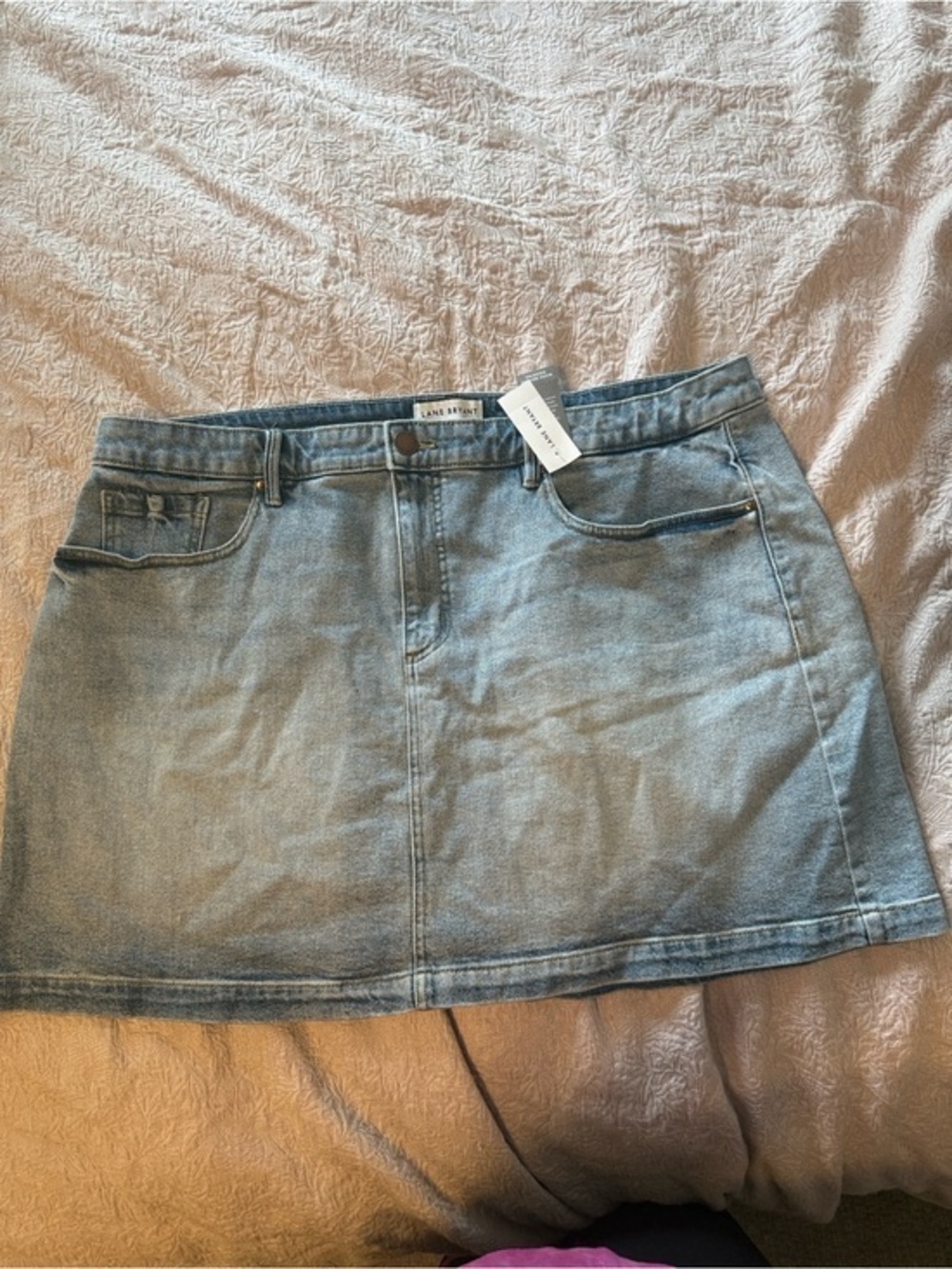 Lane Bryant NWT Size 20 Light Wash Stretch Denim Mini Skirt Plus Size